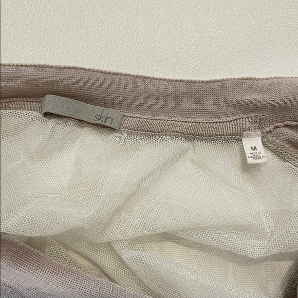 Skin Women’s V-Neck Lightweight Sweater in Dusty Taupe Mesh Back - Picture 8 of 8